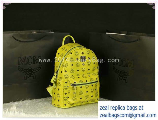 High Quality Replica MCM Stark Backpack Large in Calf Leather 8004 Lemon